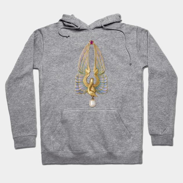 Art Nouveau Swan Pendant Hoodie by UndiscoveredWonders